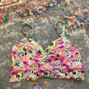 Victoria’s Secret Pink Mesh Neon Floral Adjustable Strap Intimate Bralette